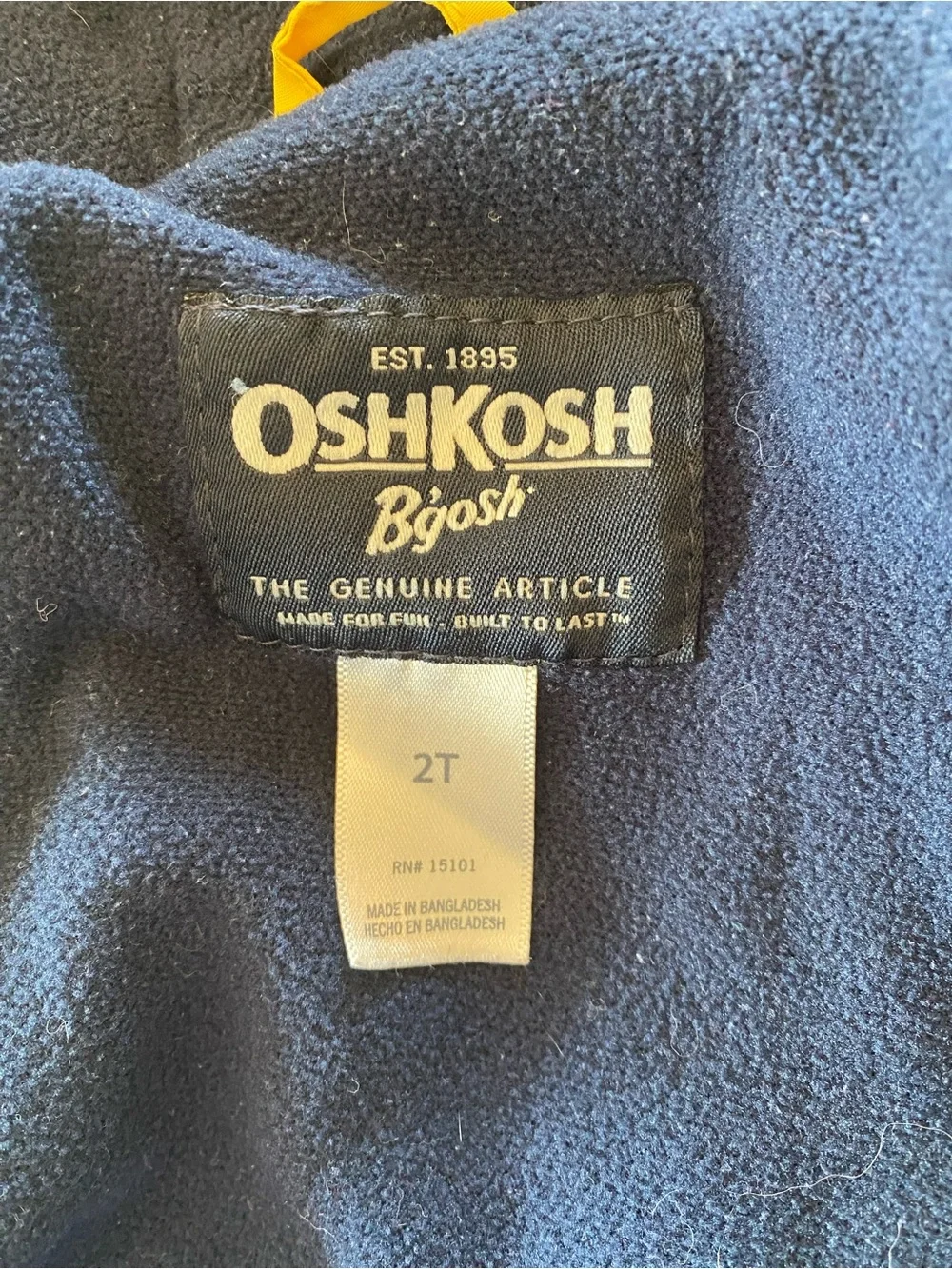 OshKosh B’gosh Vintage Colorblock Hooded Windbreaker Jacket with fleece lining.